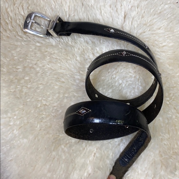 Brighton Accessories - Brighton Black & Silver Leather Belt Size 38